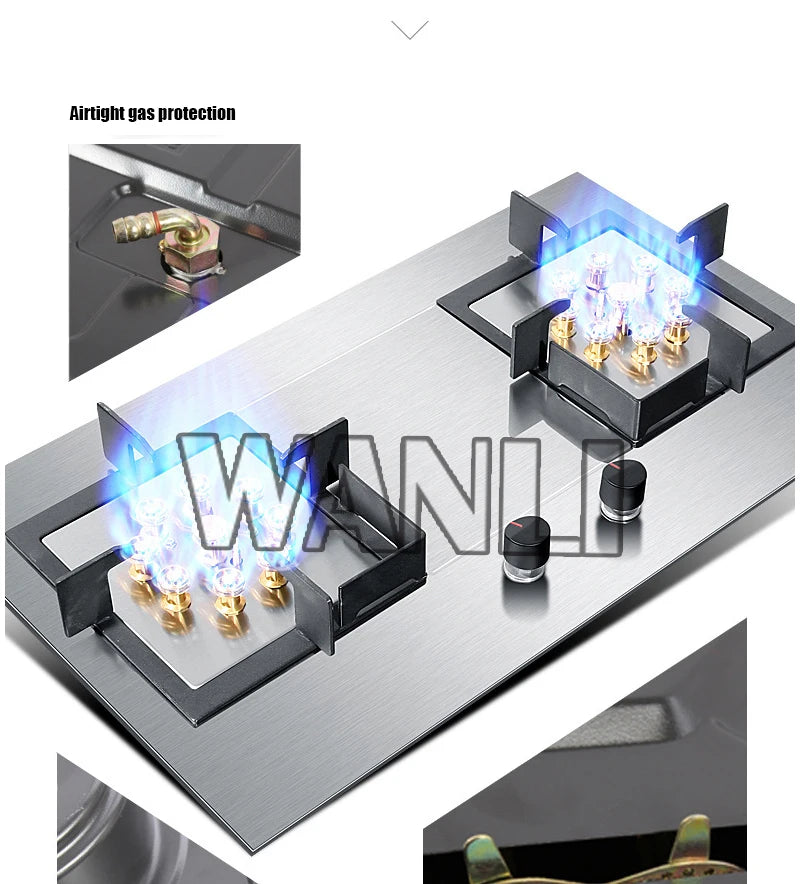 2025 419D 7.0KW Stainless Steel Double-head Fierce Stove /Household  Embedded Dual-Purpose Natural Liquefied Gas Stove