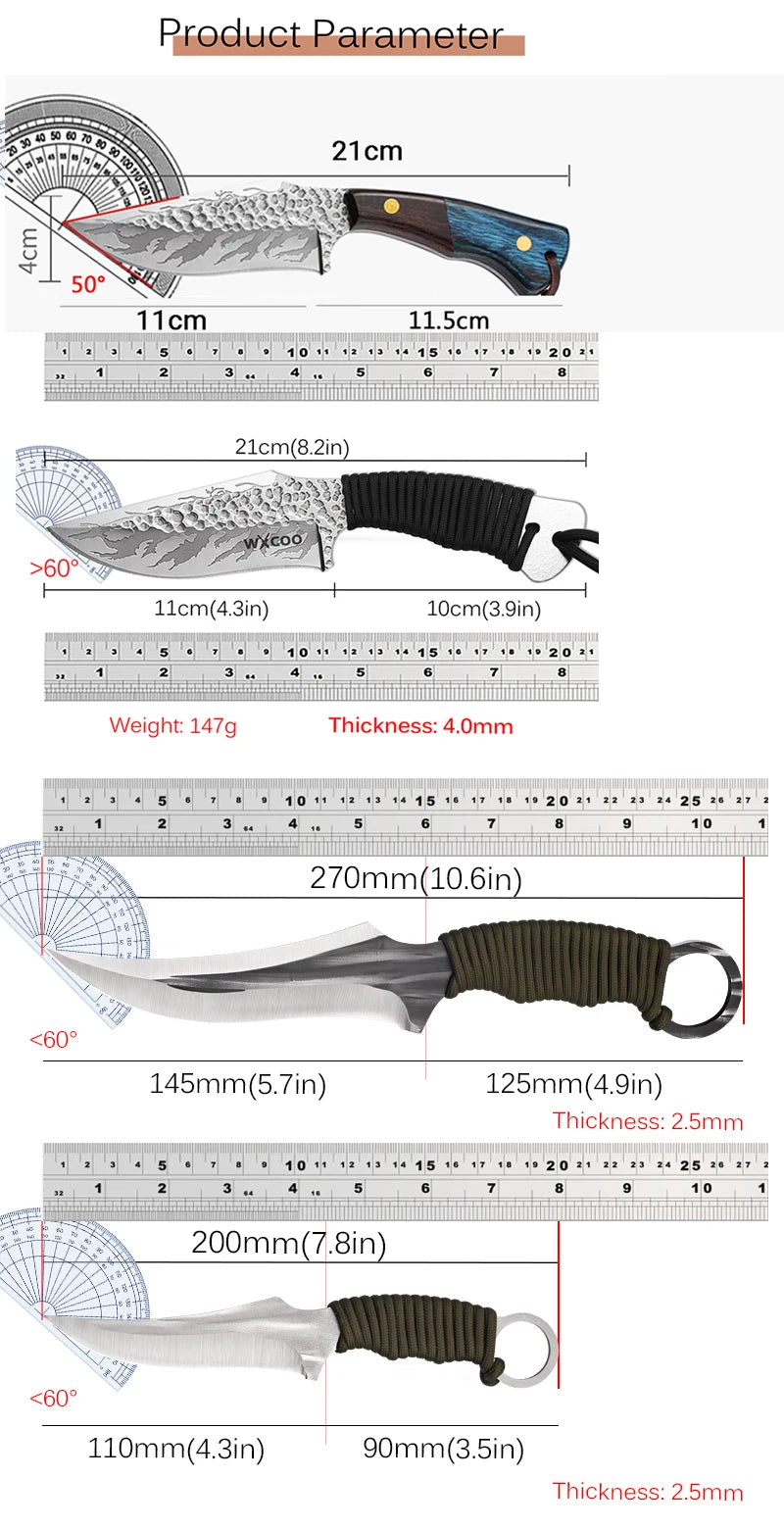 WXCOO Kitchen Boning Knife Butcher's Cutting Knife Slicing Meat Cleaver Full Tang Handmade Forged Knife Kitchen Accessories