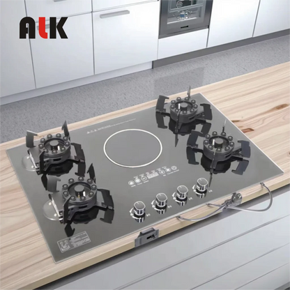 ALK Wholesale Four-gas and One-electricity Tempered Glass Gas Stove for Kitchen Household