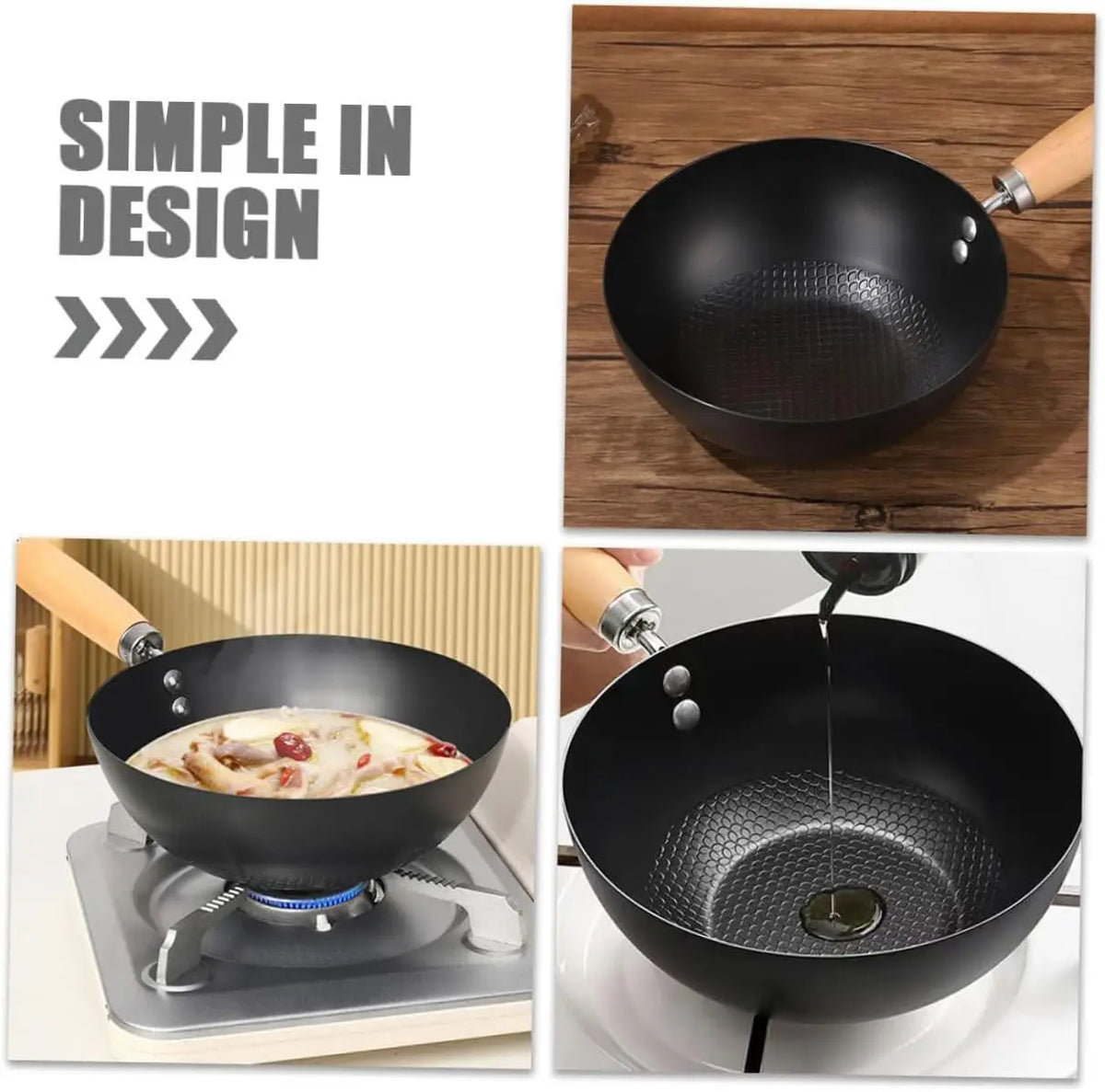 Uncoated Flat Bottom Wok Small Iron Wok for Stir-Fry Cooking Stove Induction Cookware Accessories Kitchen Supply