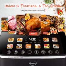 10.6QT XL Air Fryer, 9 Presets, Keep Warm, Stainless Steel, 400℉, Square Basket, Dishwasher Safe, Visible Window