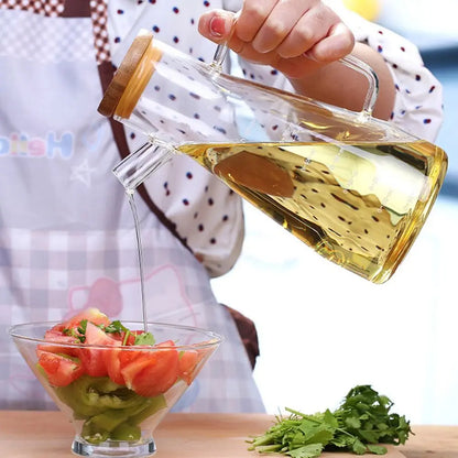 New Food-grade Oil Dispenser Bottle Large Capacity 900/1000ML Oil Storage Container Leak-Proof Glass Oil Pot Kitchen Tools