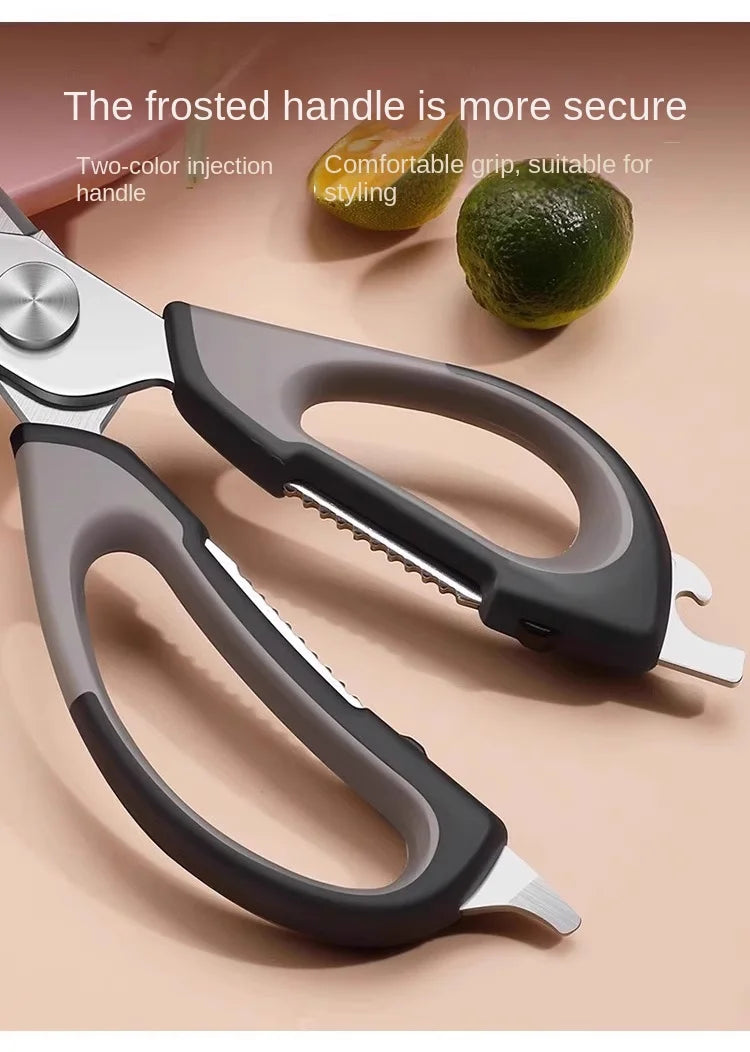 All-Powerful Kitchen Scissors 5-in-1 Multi-Tool: Cuts Bones Opens Bottles Cracks Nuts Stainless Steel Heavy Duty Shears for Home