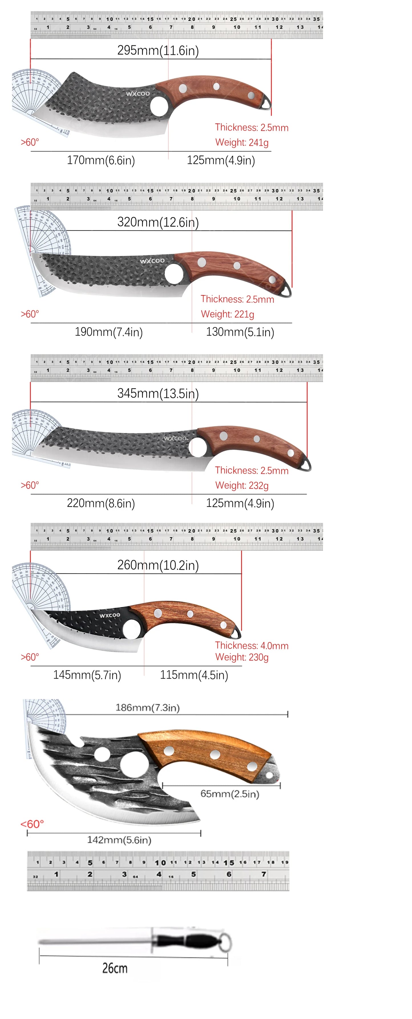 WXCOO Forged Butcher Bone Cutter Kitchen Knife Stainless Steel with Sheath 1~8pcs Chef Fruit Knives Scissor BBQ Cooking Boning