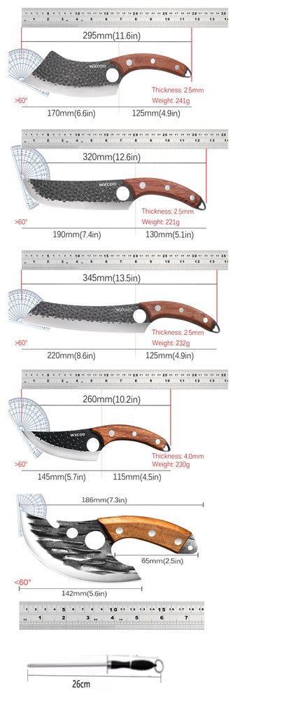 WXCOO Forged Butcher Bone Cutter Kitchen Knife Stainless Steel with Sheath 1~8pcs Chef Fruit Knives Scissor BBQ Cooking Boning