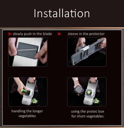 Luxury 420 Stainless Steel Blade LFGB Certificate Magic Chopper Magnetic Suction Back Slicer for Potato Cucumber Carrot Crusher