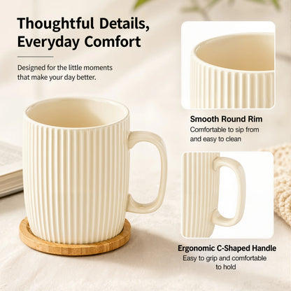 Colorful Ceramic Coffee Mugs Set of 4 – 400ml Stoneware Latte Cups with Handles – Rustic Speckled Design – Microwave & Dishwasher Safe – Perfect for Tea, Hot Chocolate, Farmhouse or Modern