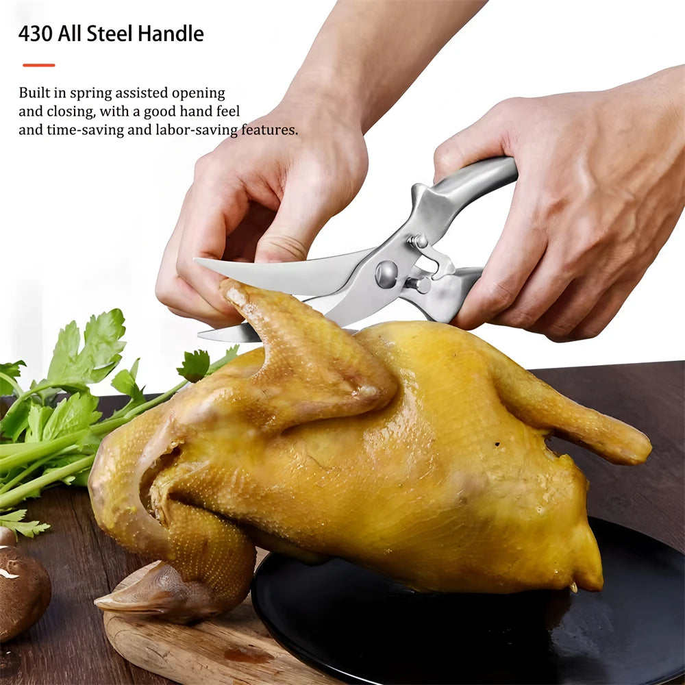 1PC，Multi-Functional Kitchen Scissors Chicken Bone Scissors Non-Slip Handle Chicken Wings Fish BBQ Scissors Kitchen Stuff