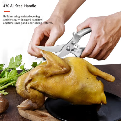 1PC，Multi-Functional Kitchen Scissors Chicken Bone Scissors Non-Slip Handle Chicken Wings Fish BBQ Scissors Kitchen Stuff