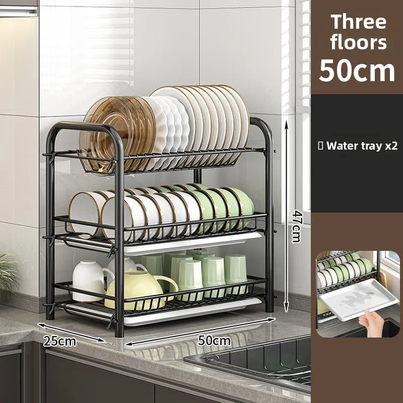 Dish Storage Rack Kitchen Shelf Dish Drain Rack Bowl Rack Cupboard Chopsticks Storage Box