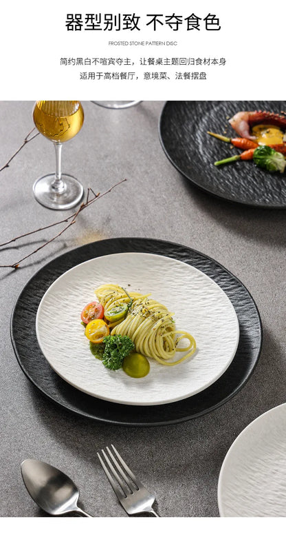 ceramic tableware, steak plates, stone pattern frosted salad plates, fruit plates, restaurant , western food