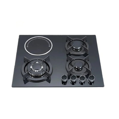 Gas Stove 3 Gas 1 Electric Burner, Ceramic Cooktop, Multi-Function Kitchen Appliance, High Efficiency Cooking Range