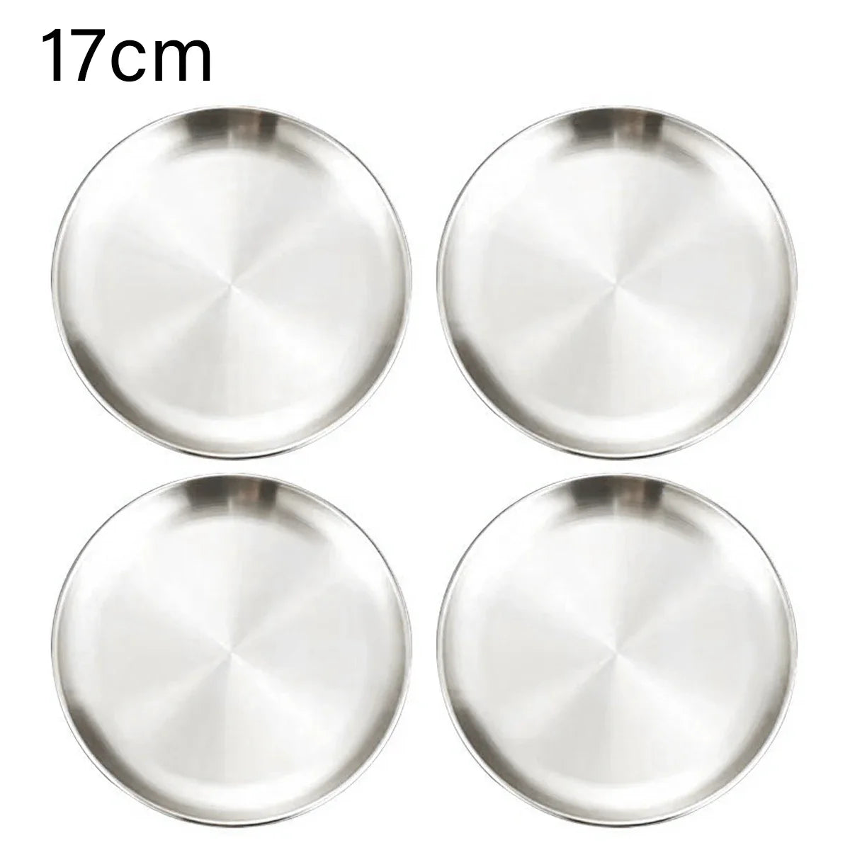 4Pcs Stainless Steel Plate Tray, Dining Tray, Steak Plate, Barbecue Plate, Korean Stainless Steel Circular Barbecue Plate