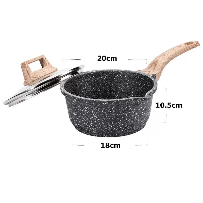 DONNOR 2.5Qt Sauce Pan With Lid Nonstick Granite Saucepan for All Stove Top Sauce Soup Pot Milk Pan with Pour Spouts JT281