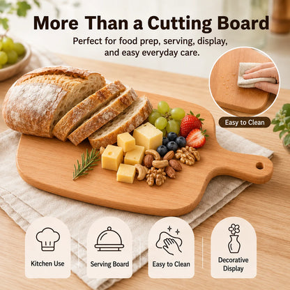 1PCS Beech Wood Cutting Board Blank for Laser Engraving, DIY Personalized Serving Board with Handle, Hardwood Craft Material
