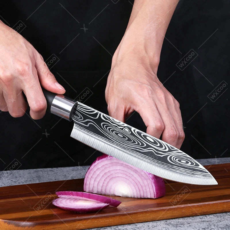 WXCOO Stainless Steel Durable Chef Knife Set Meat Cleaver Fruit Slicing Handmade Forged Kitchen Knife Butcher Knife Scissor