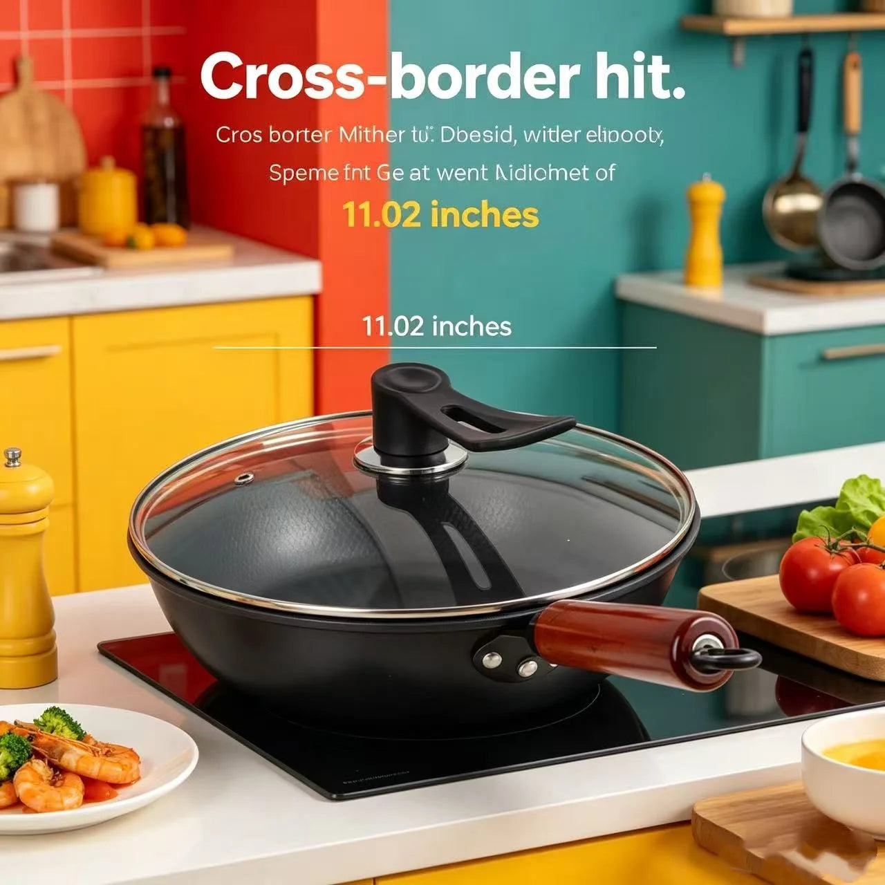 28cm Non-Stick Frying Pan with Lid, Premium Steak Skillet, Multipurpose Egg & Pancake Pan, Compatible with Induction and Gas Stoves