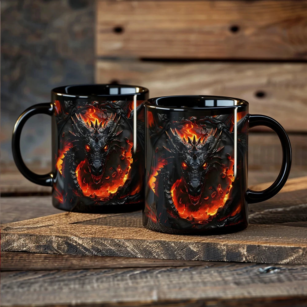 Dark Dragon Ceramic Mug - Stylish Fantasy Design, Perfect Gift for Gamers