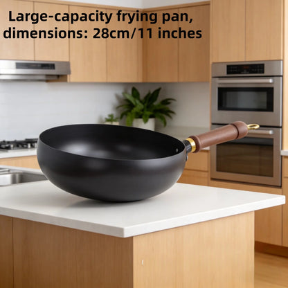 Zhangqiu pot home frying pan uncoated frying pan soup frying cooking pan cooker universal.