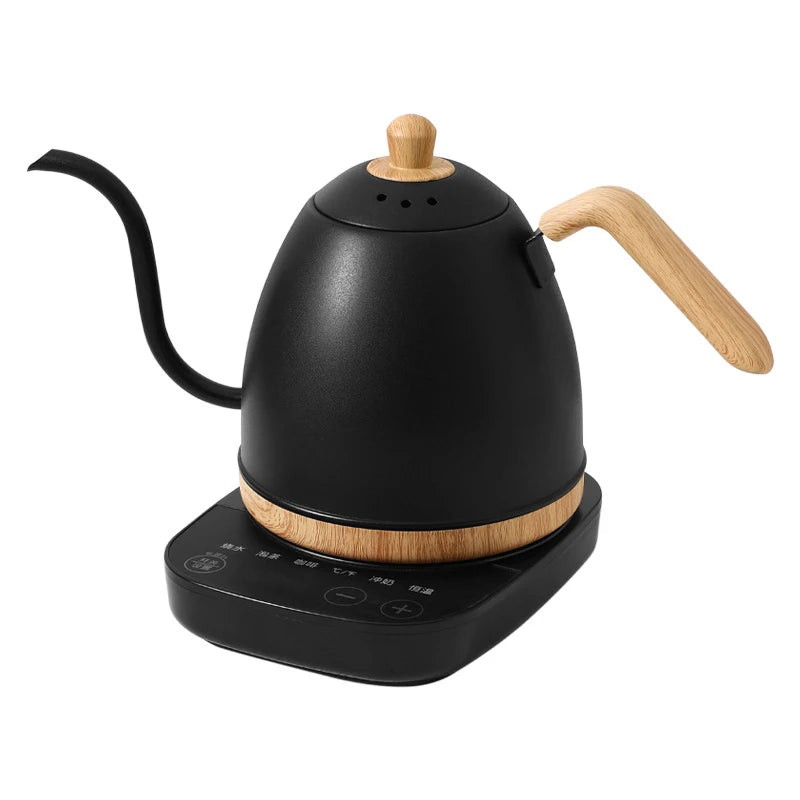 800ml Gooseneck Electric Kettle Hand Brew Coffee Pot Teapot 304 Stainless Steel Water Jug Slender Mouth Hand Brewing Pot 1000W