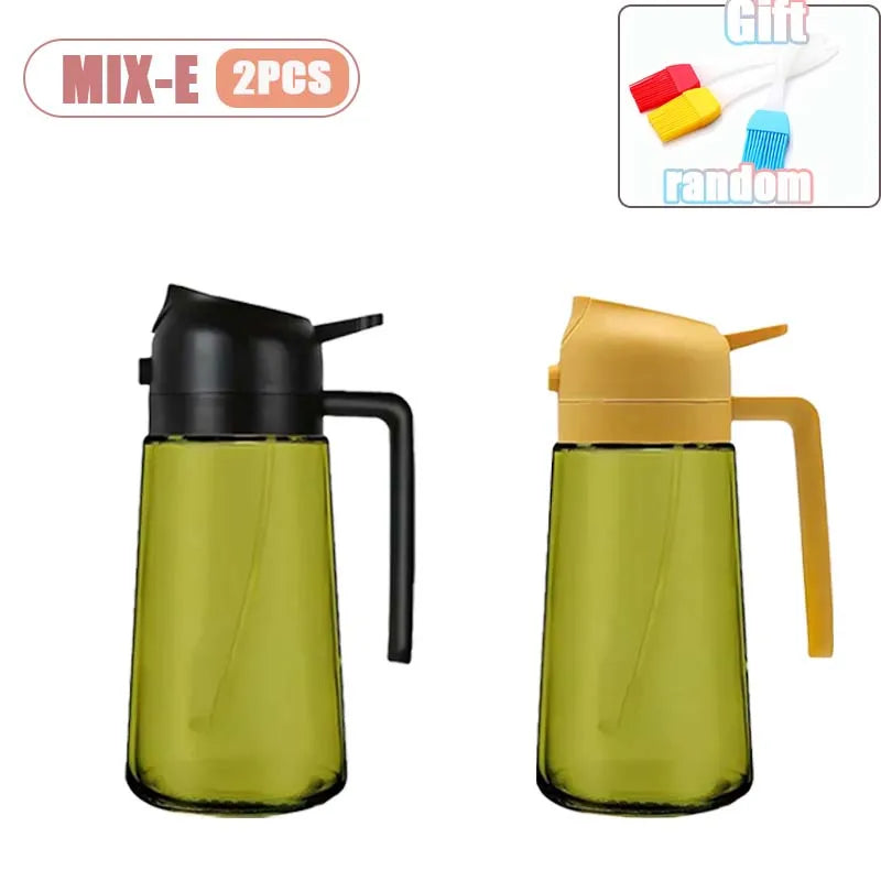 1-4PCS 2-in-1 Olive Oil Dispenser Bottle with Spray and Pour Function Glass Oil Sprayer for Kitchen Cooking BBQ Salad Baking