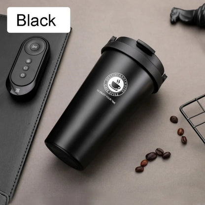 New American Simple Coffee Cup Portable Office Large-capacity Double-layer Vacuum Thermos Cup with Rope Seamless Lined Mug