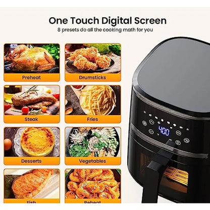 Air Fryer Oven - 5 Quart Digital Air Fryer with 8 Cooking Presets, Visible Cooking Window, LCD Touch Screen, Nonstick Dishwashe