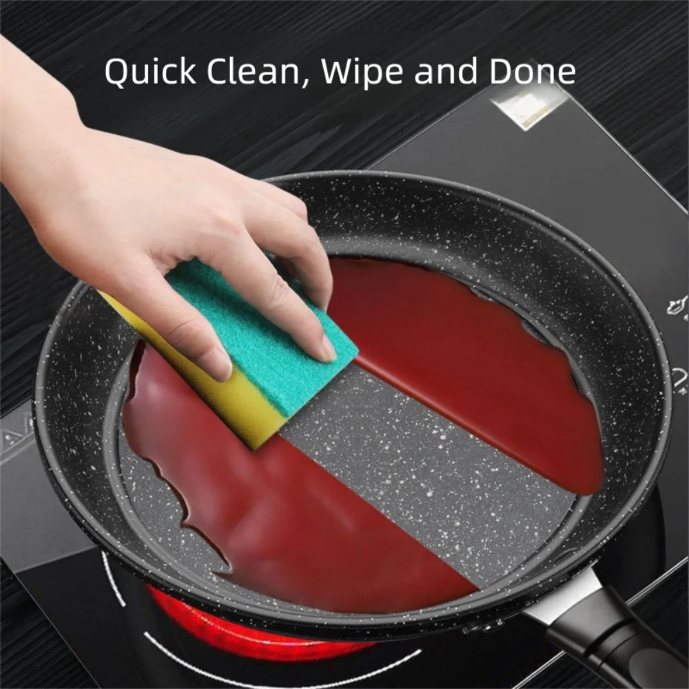 22/24/26/28cm Steak Frying Pan with Glass Lid Stone Skillet Cookware Muliti-Purpose NonStick Kitchen Cooking Tools