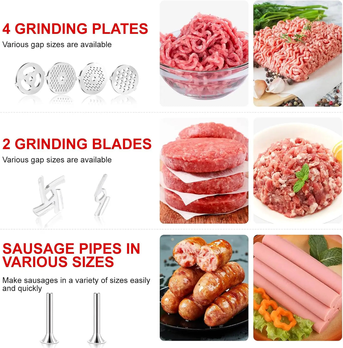 Metal Food Grinder Attachments for all KitchenAid chef and Cuisinart Stand Mixers SM-50 Series. Meat Grinders, Sausage Stuff