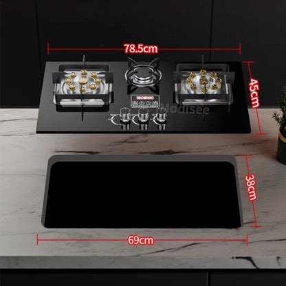 Built In Gas Hob 3 Burner Stove Dual Fuel LPG LNG Fierce Fire 3 Dual-Use Stoves For Household Kitchen High Pressure Fierce Flame