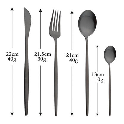 4Pcs black Gold Matte Cutlery Set Stainless Steel Dinnerware Silverware Flatware Set Home Knife Fork Spoon Picnic Tableware Set