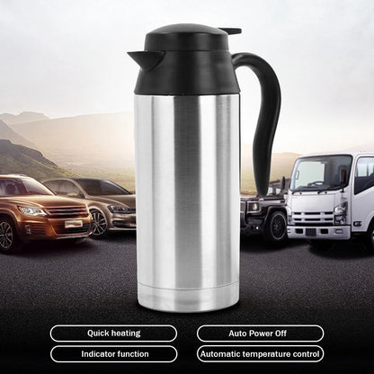 12/24V Car Coffee Mug 750ml Car Kettle Boiler Automatic Shut Off Stainless Steel Heating Travel Cup Kettle Boil Dry Protection