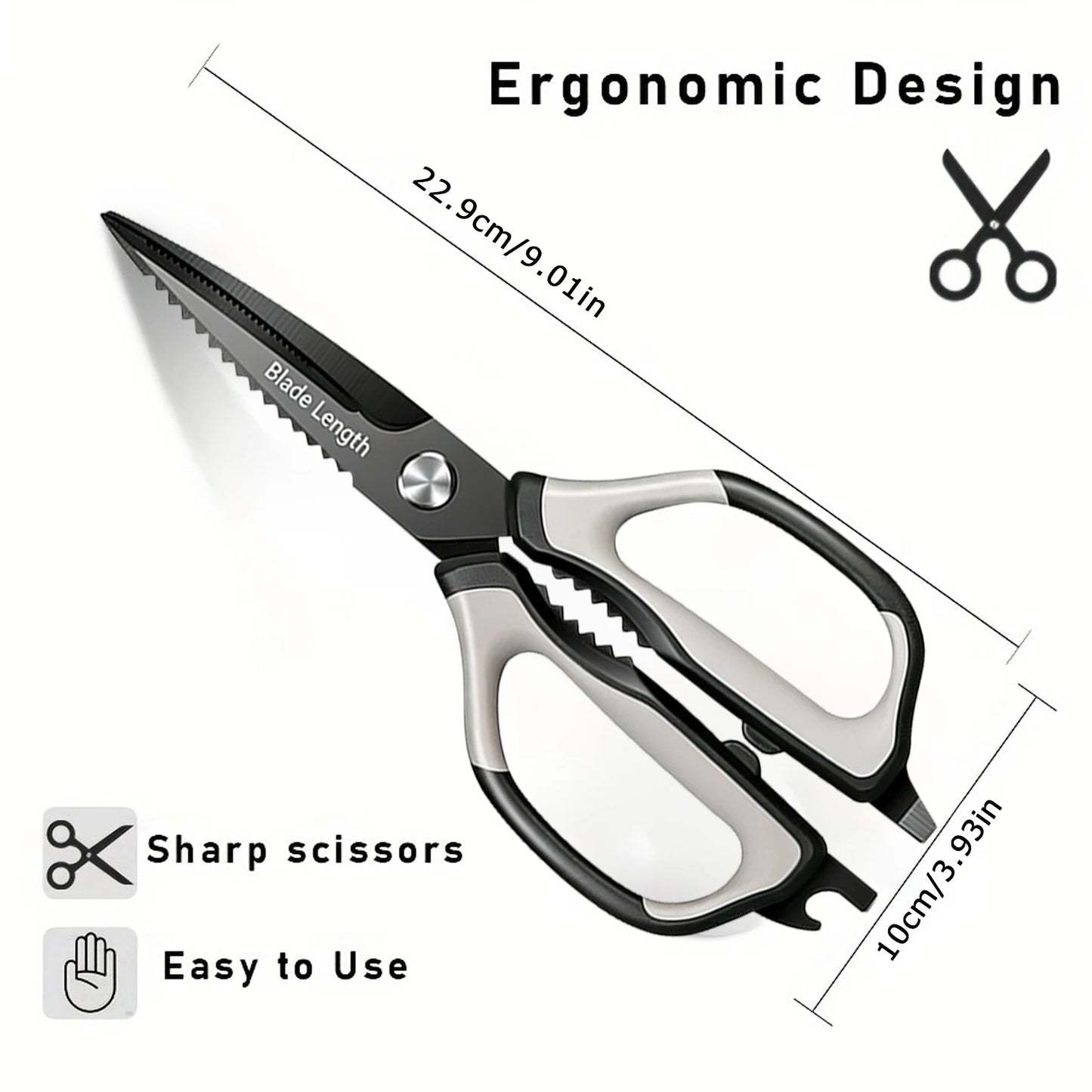 2 Pcs Heavy Duty Multi-Purpose Kitchen Scissors - Flexible Handle for Cutting Chicken Bones,Meat,Craft & Office Use, Ladies Gift