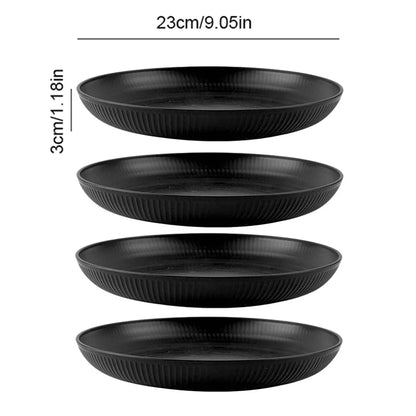4/16Pcs Grey Straw Cutlery Set Dishes Bowls Disk Water Cup Tableware Plastic Unbreakable Polypropylene Kitchen Dinnerware