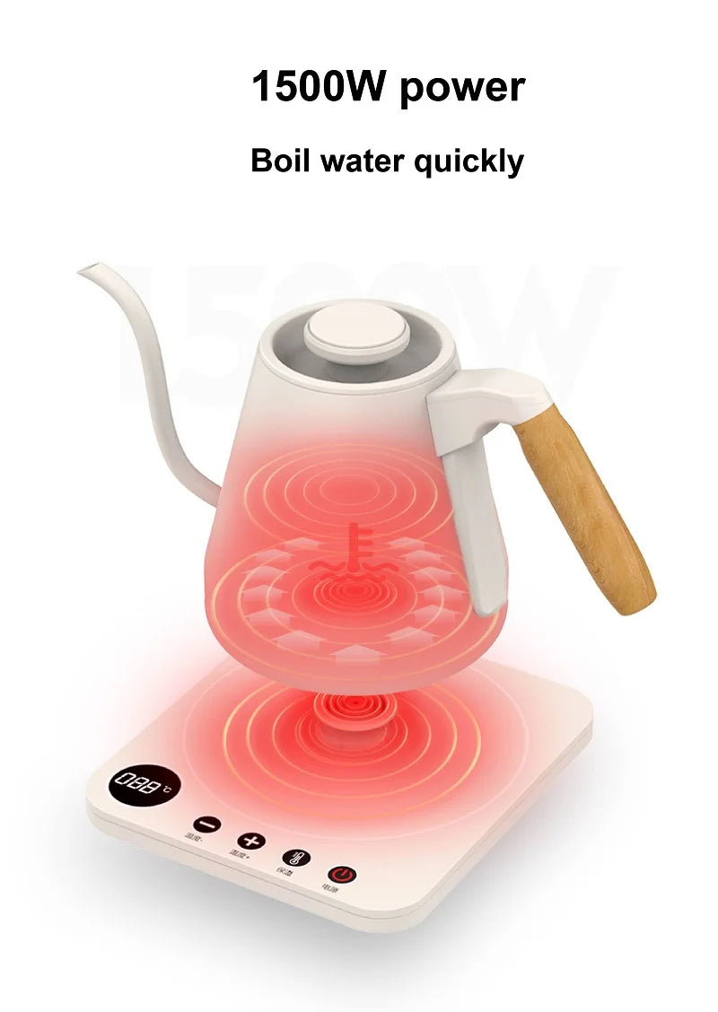 Home Electric Kettle 800ml Gooseneck Jug Hand brew Coffee Pot Thermo Pot Temperature-Control Heating Water Bottle Smart Teapot