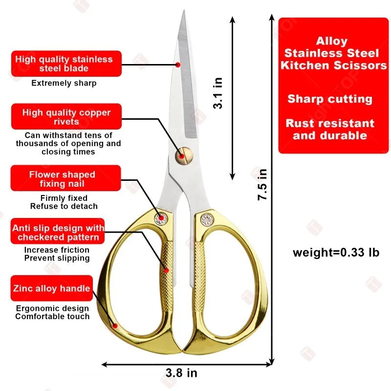 NEW Extended Kitchen Scissors Stainless Steel Chicken Bone Scissors Multi-functional BBQ Meat Cutting Scissor Knife for Kitchen