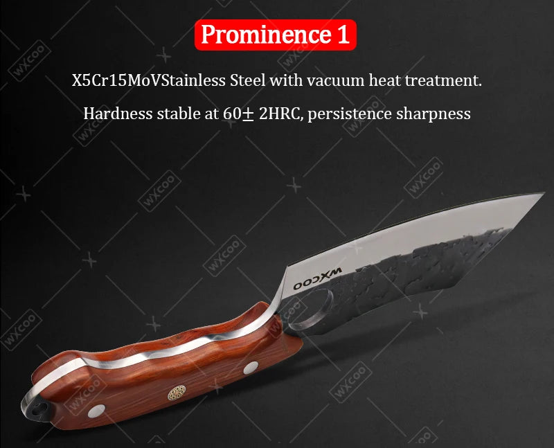WXCOO Handmade Forged Knife Butcher Cleaver Knife Meat Cutting Japanese Kitchen Pork Bone Shaving Knives Boning Knife