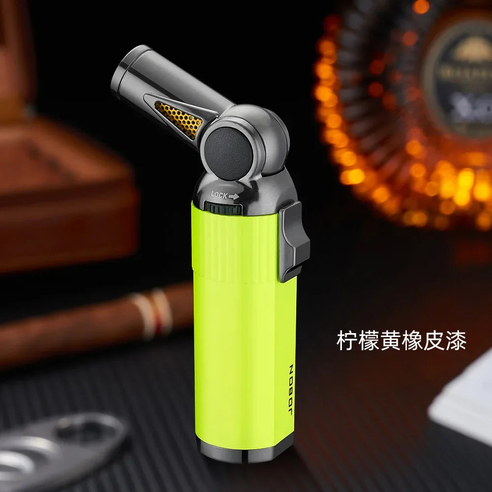 JOBON Folding High Power Spray Gun Windproof Jet Blue Flame Butane Gas Torch Lighter Safety Lock Switch Portable Cigar Lighters