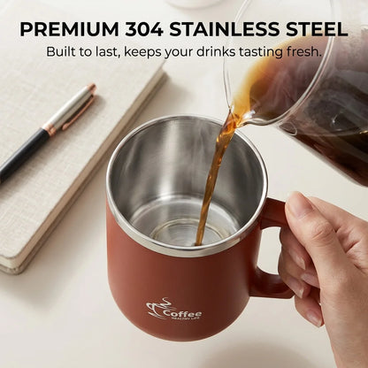 Travel Thermal Coffee Mug Tumbler With Handle 304 Stainless Steel Insulated Cup Leakproof Thermos Water Bottle Mini Dual Drink