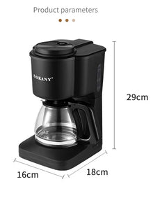 SOKANY Drip Coffee Maker 6‑Cup Automatic Coffee Machine with Glass Carafe Keep‑Warm Plate for Home Office Use SK‑124