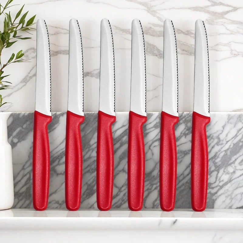 Steak Knives Set of 4/6/8 Stainless Steel Serrated Round Tip Fruit And Vegetable Paring Baking Toast Serrated Bread Knives