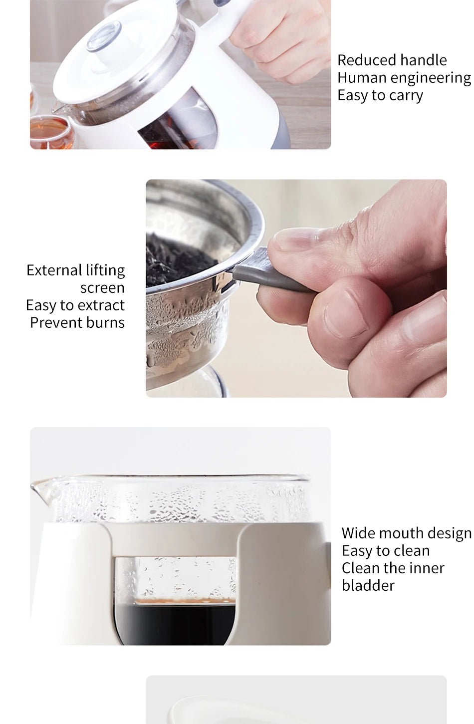 Black Tea Brewing Electric Tea Pot - Automatic Steam Glass Tea Maker for Boiling Water Health Preservation