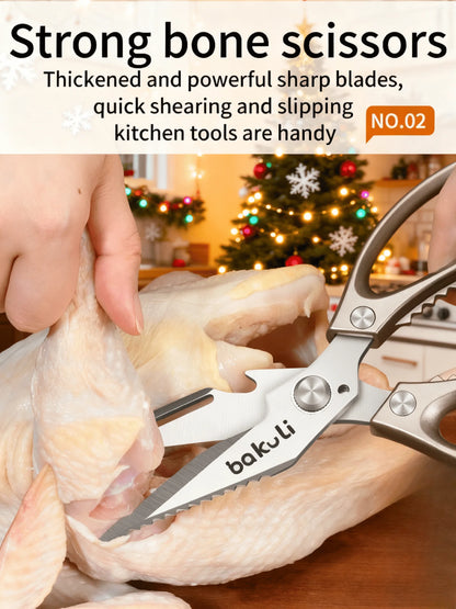 Japanese High-Carbon Steel Poultry Shears - Heavy Duty Kitchen Scissors for Chicken, Meat, Seafood & Bones
