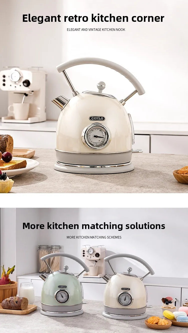 220V European Style Electric Kettle Vintage Red High Capacity ABCDFEG