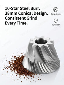 CAFOVO MG138C Coffee Grinder Electric & Manual Set 10-Star Titanium Plating Conical Burr 60-Step Precision for Espresso Travel