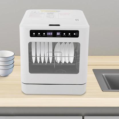 Portable Mini Countertop Dishwasher 39*43*46cm/15.35*16.92*18.11in- US Standard Household Energy-Saving Efficient with LED Display Bowl Rack Chopsticks Rack