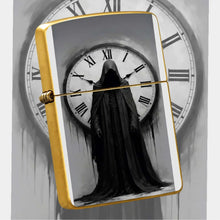 Portable Ignition Accessory With Dark Gothic Faceless Time Keeper Print, Retro Roman Numeral Clock Themed Unique Decor, Stylish Practical Collectible Gift For Daily Use, Gatherings And Creative Display For Art Lovers A Humoro