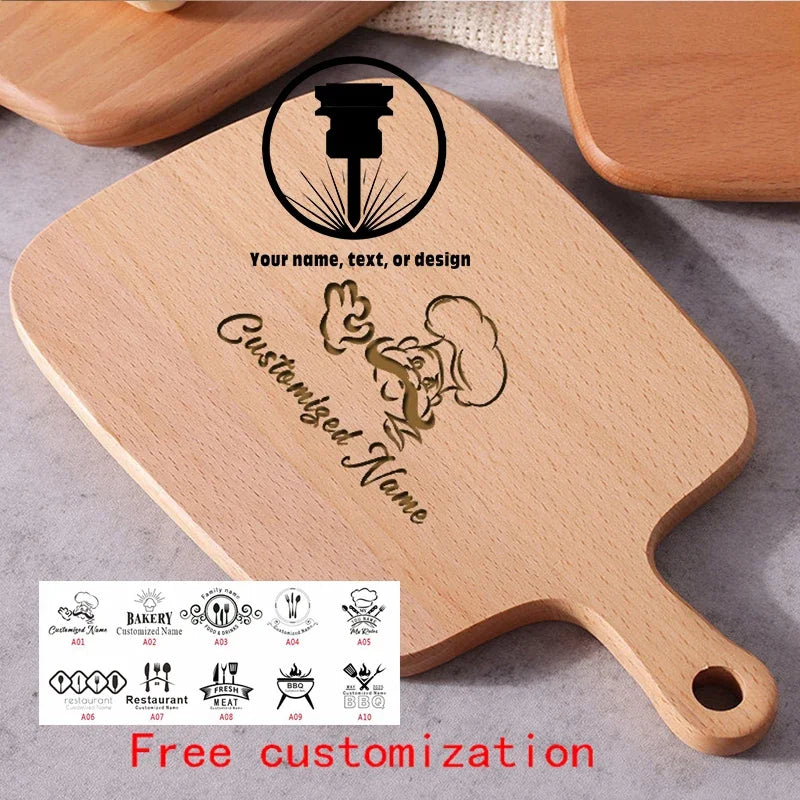 Custom Mini High Quality Kitchen Wooden Chopping Tray Blocks Cutting Board Pizza Bread Fruit Sushi Tray Hangable Kitchen Tool I6