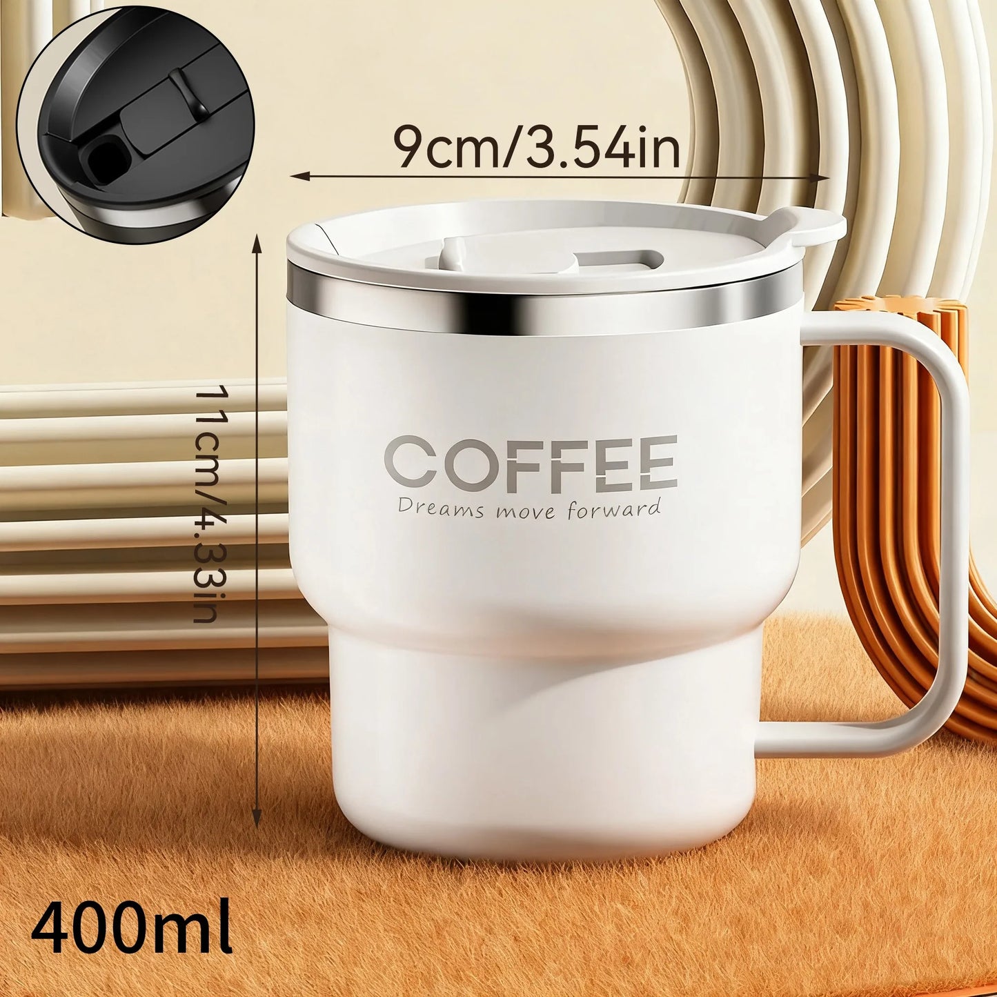 Sealed Thermal Water Cup With Handle Portable 304 Stainless Steel Double Insulated Coffee Mug Travel Office Milk Coffee Cup