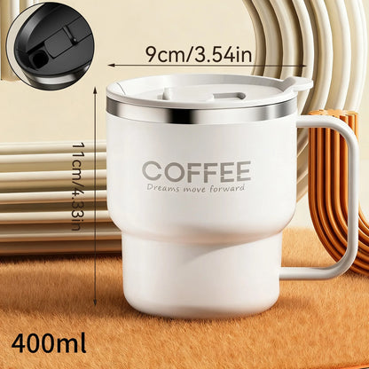 Sealed Thermal Water Cup With Handle Portable 304 Stainless Steel Double Insulated Coffee Mug Travel Office Milk Coffee Cup